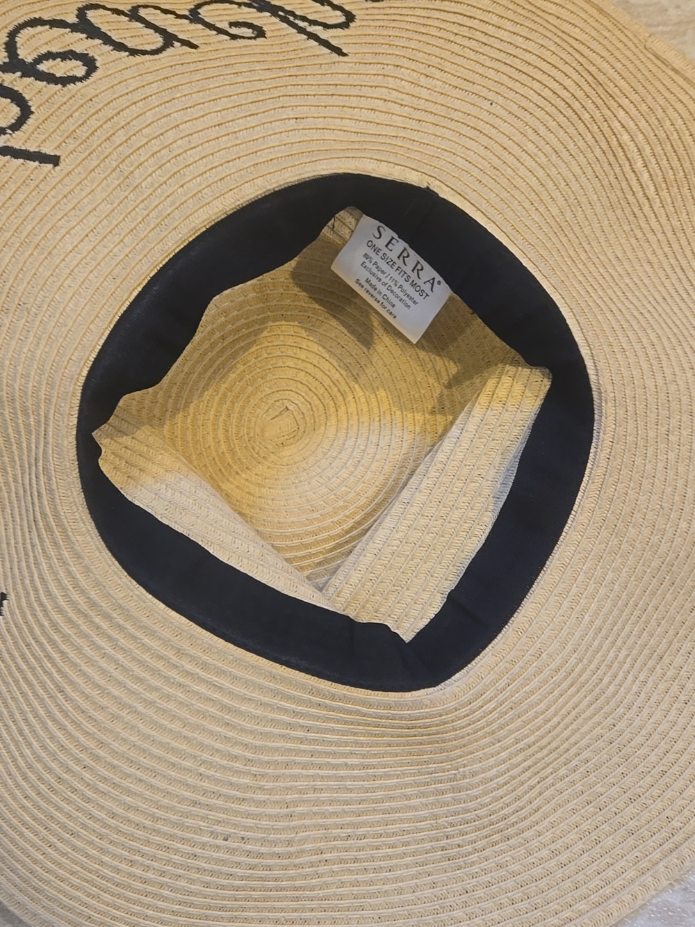Serra "Life's a Beach" Tan Wide Brim Oversized Sun Hat - Picture 5 of 7